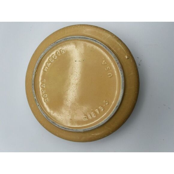 Royal Haeger Pottery Mid Century Ashtray USA R1873-S Spotted Glaze Carmel/Yellow - Picture 4 of 5